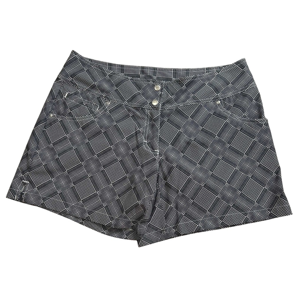Slazenger Golf Shorts Womens 6 Black White Geometric Grid Performance Stretch